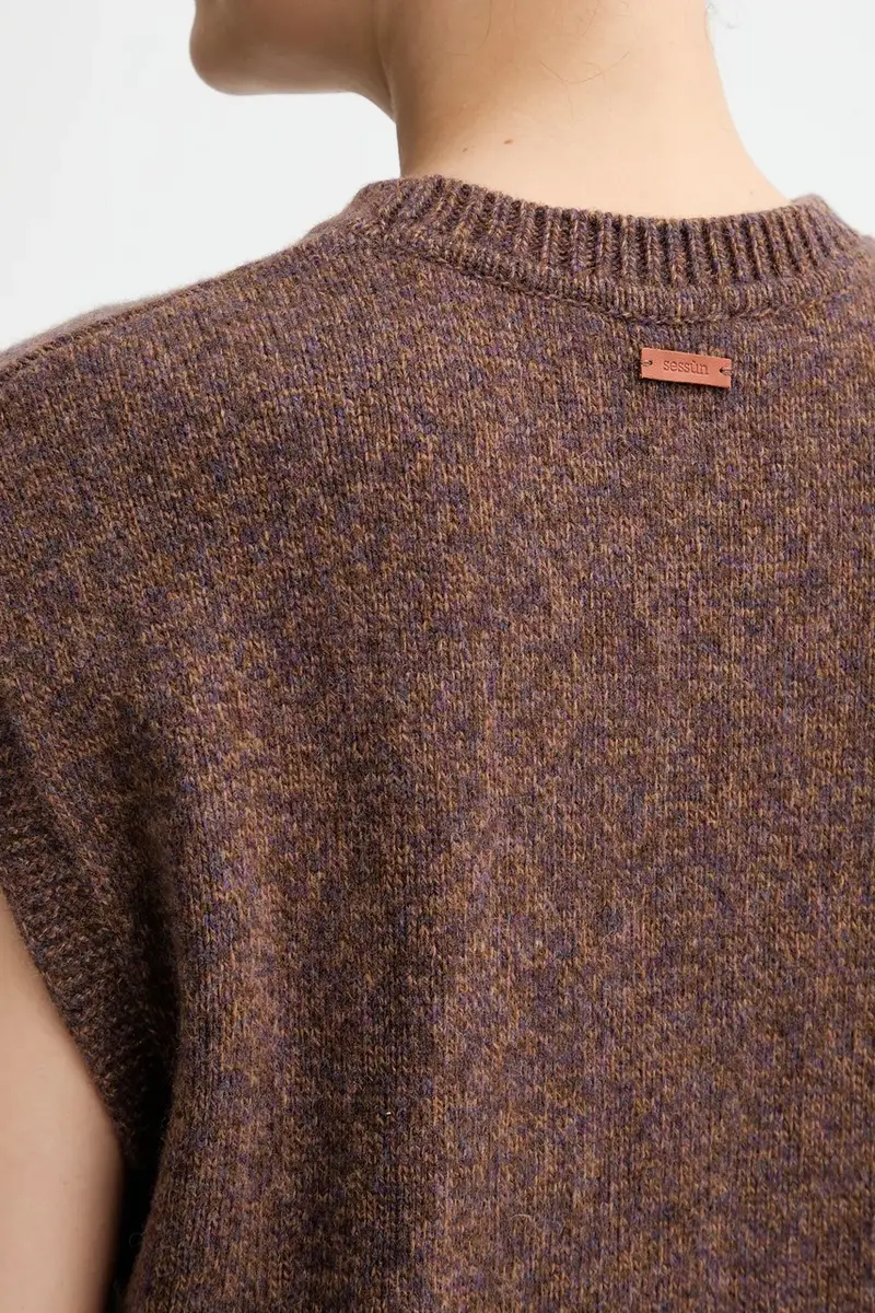 gilè in lana donna colore marrone 24109002 miniatura 5