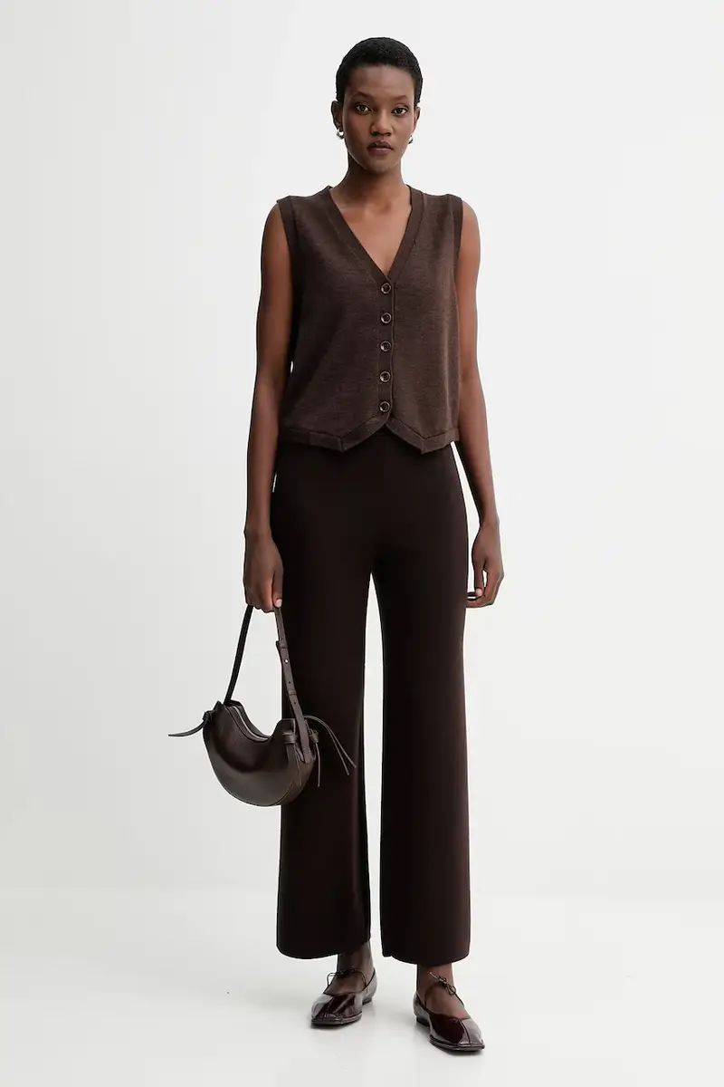 gilè in lana donna colore marrone 25109008 miniatura 2