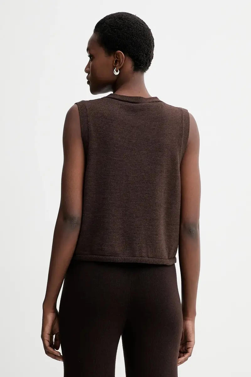 gilè in lana donna colore marrone 25109008 miniatura 3