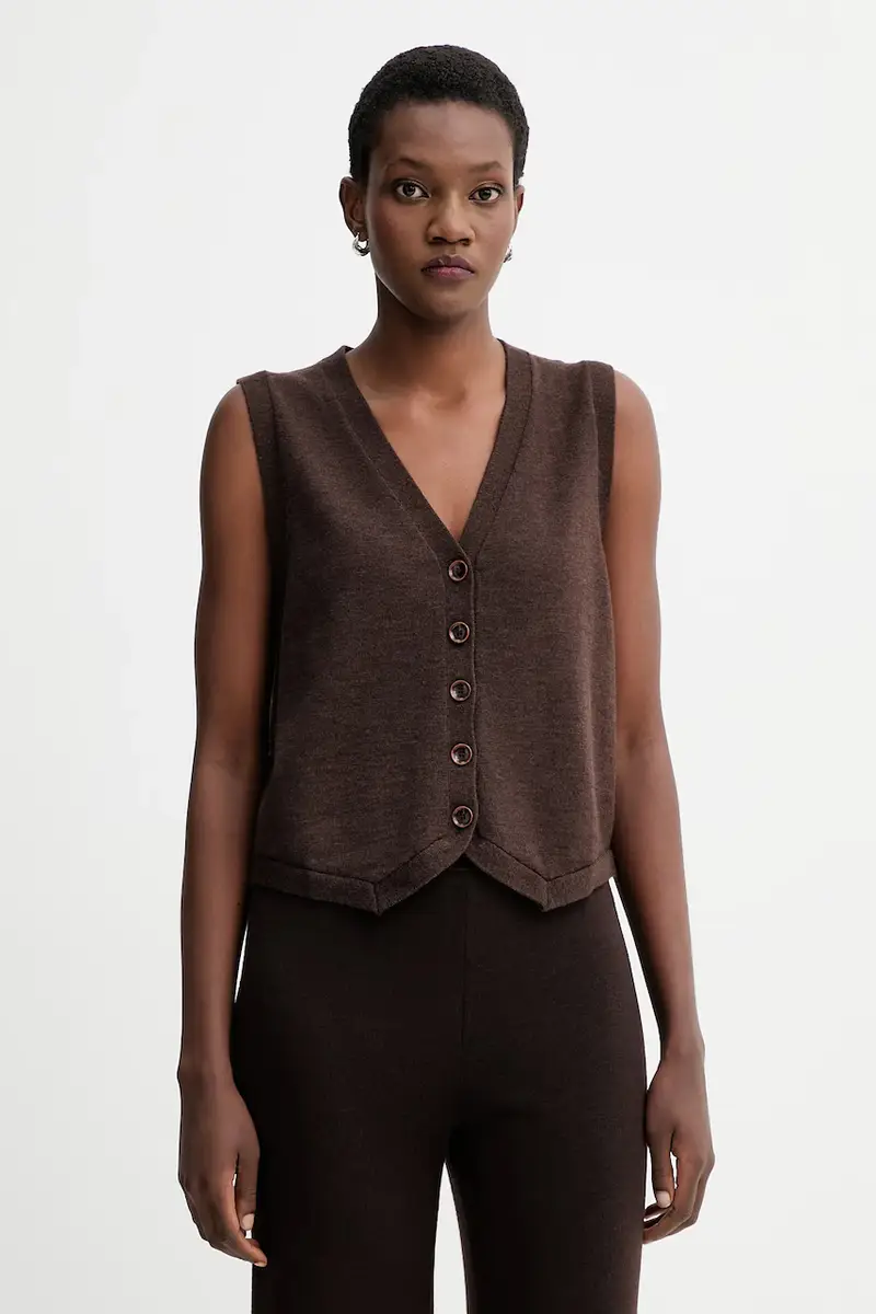 gilè in lana donna colore marrone 25109008