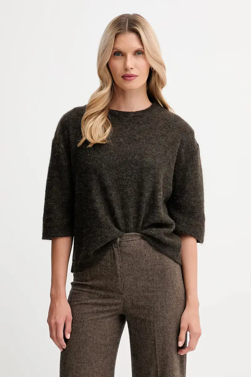 maglione con alpaca colore marrone 25109014