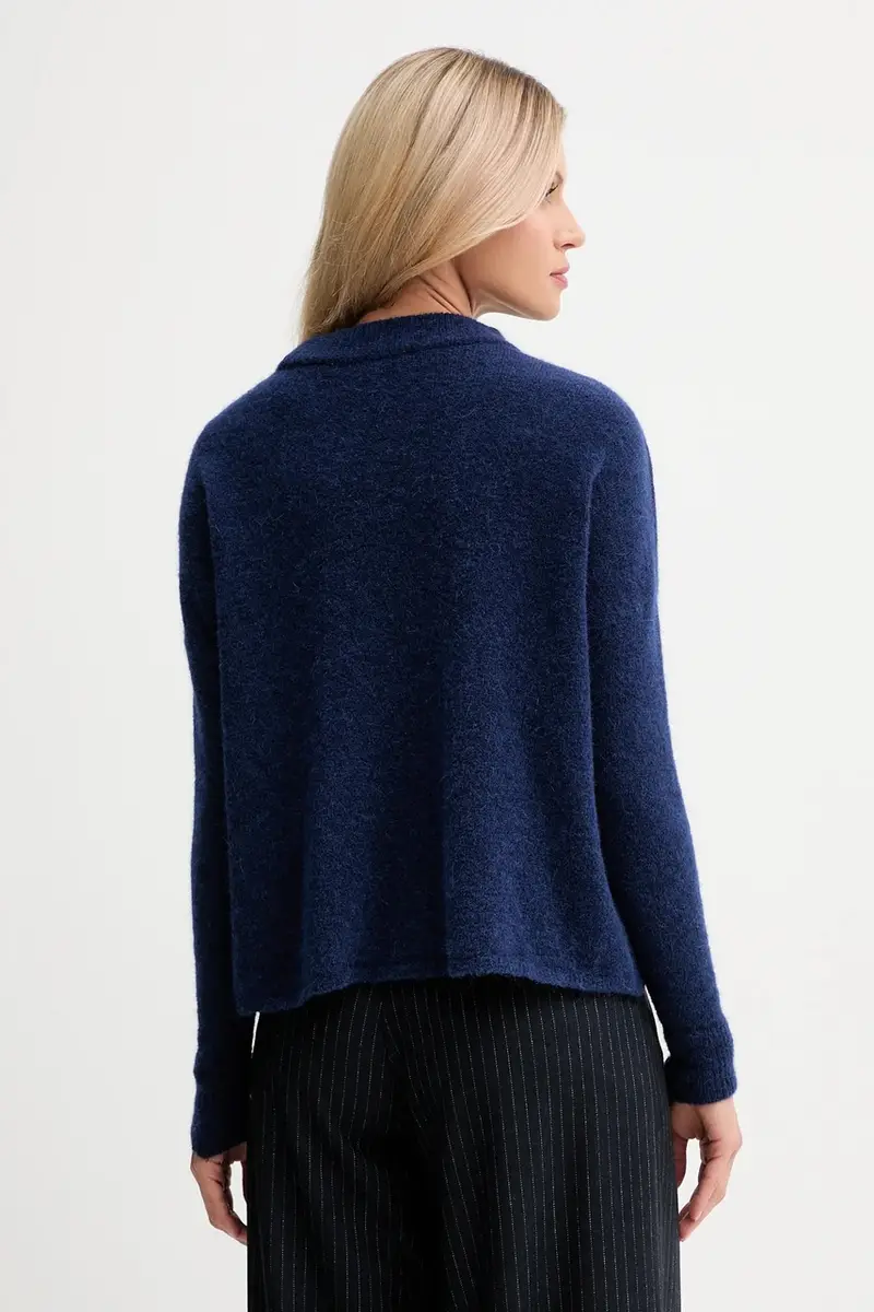 maglione con lana di alpaca colore blu navy 25109019 miniatura 3