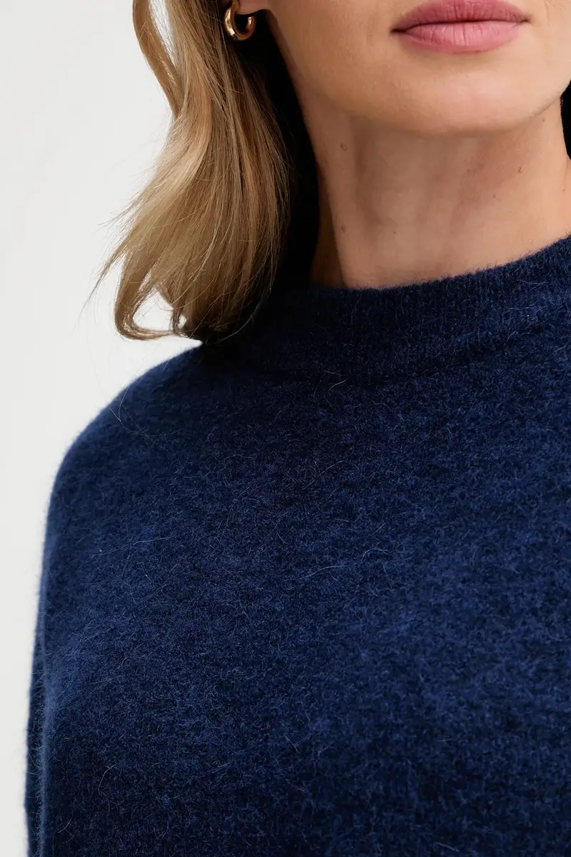 maglione con lana di alpaca colore blu navy 25109019 miniatura 5