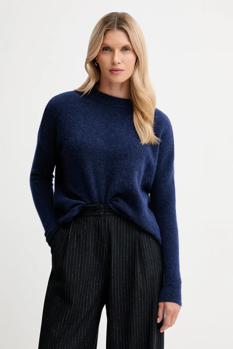 maglione con lana di alpaca colore blu navy 25109019