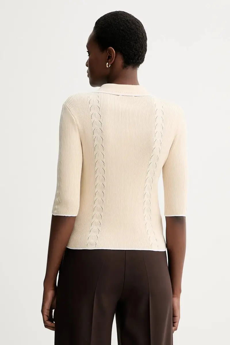 maglione in cotone donna colore beige 25109001 miniatura 3