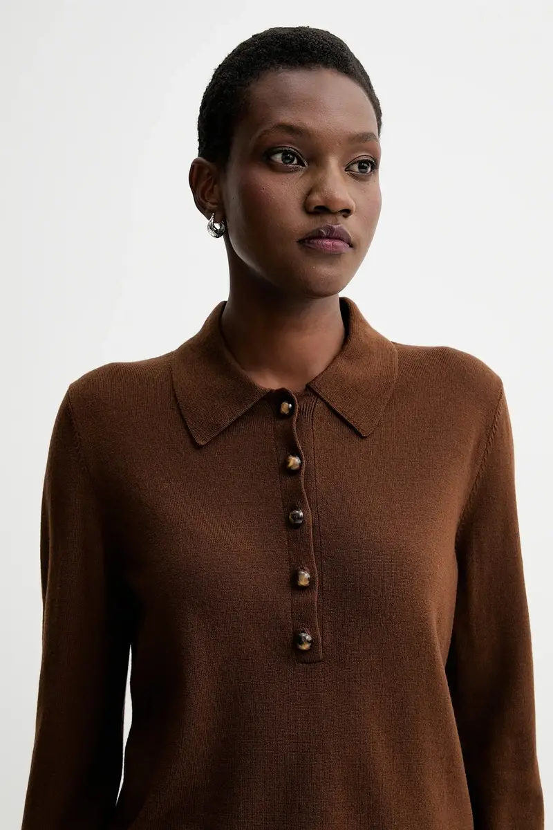 maglione in lana donna colore marrone 25109022 miniatura 4