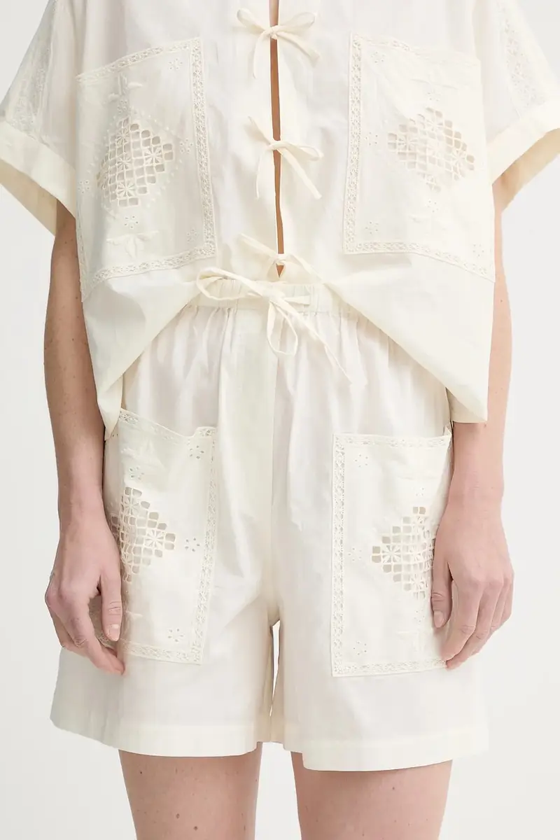 pantaloncini in cotone colore beige 25206002