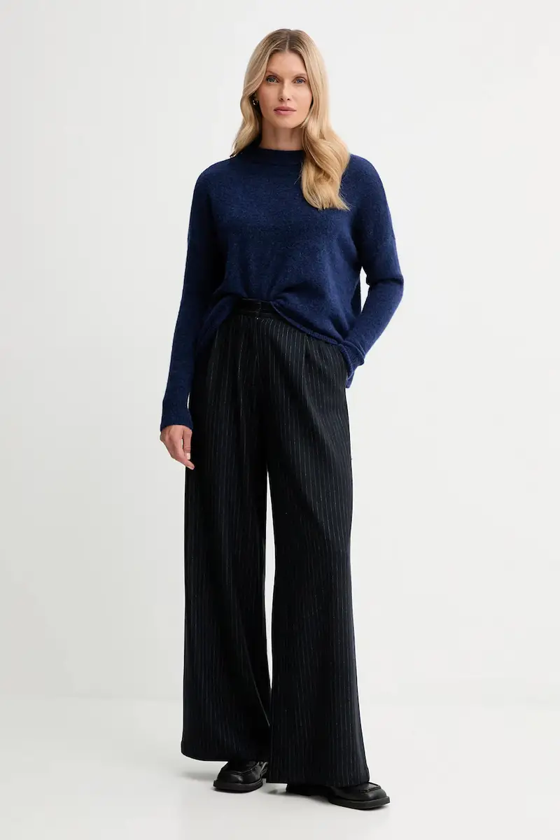 pantaloni con lana colore blu navy 25107005 miniatura 2