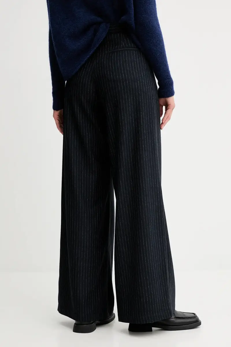 pantaloni con lana colore blu navy 25107005 miniatura 3