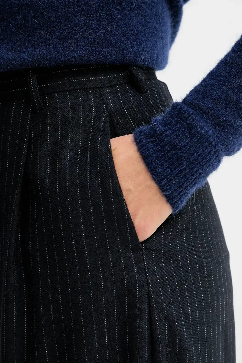 pantaloni con lana colore blu navy 25107005 miniatura 4