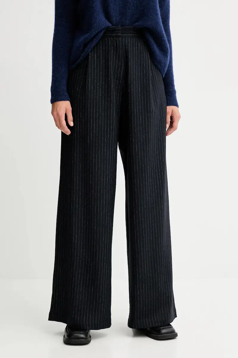 pantaloni con lana colore blu navy 25107005