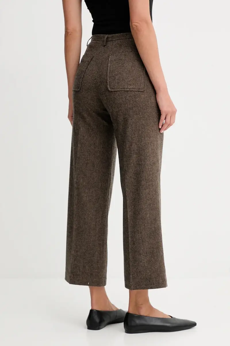 pantaloni con lana colore marrone 25107006 miniatura 3