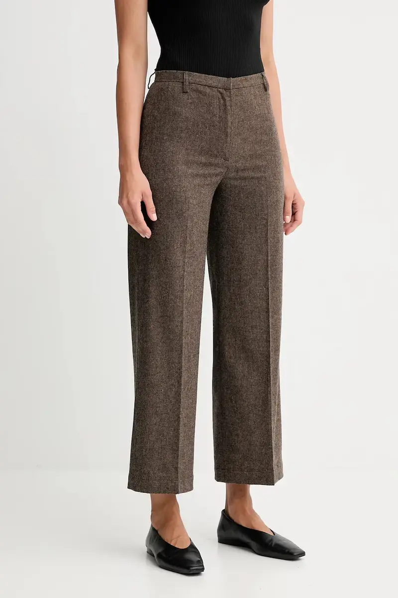 pantaloni con lana colore marrone 25107006