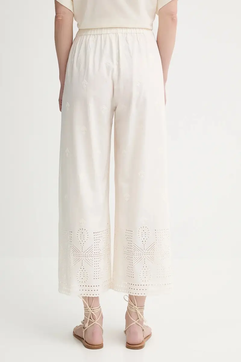 pantaloni in cotone colore beige 25207013 miniatura 3