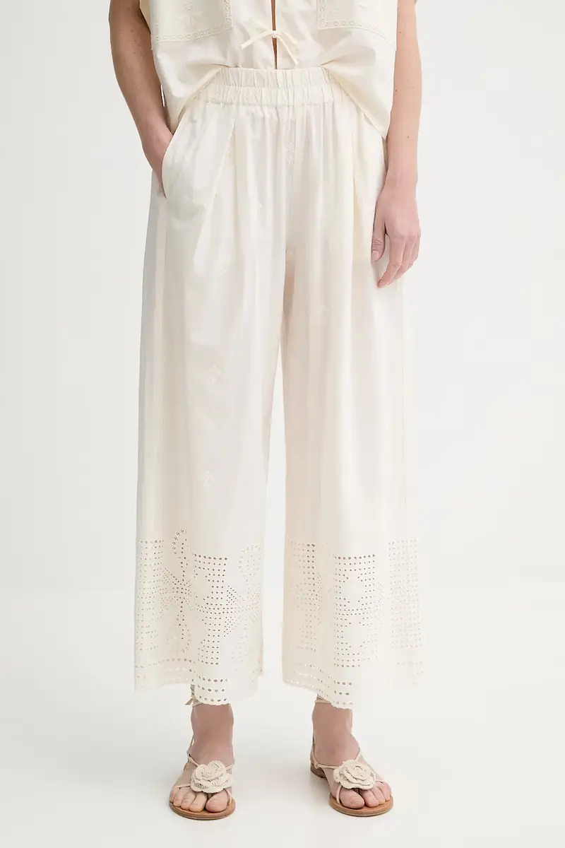 pantaloni in cotone colore beige 25207013