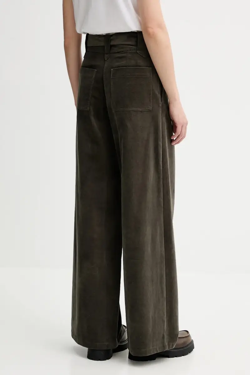 pantaloni in velluto donna colore verde 25107029 miniatura 3