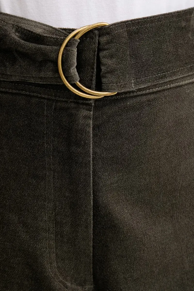 pantaloni in velluto donna colore verde 25107029 miniatura 4