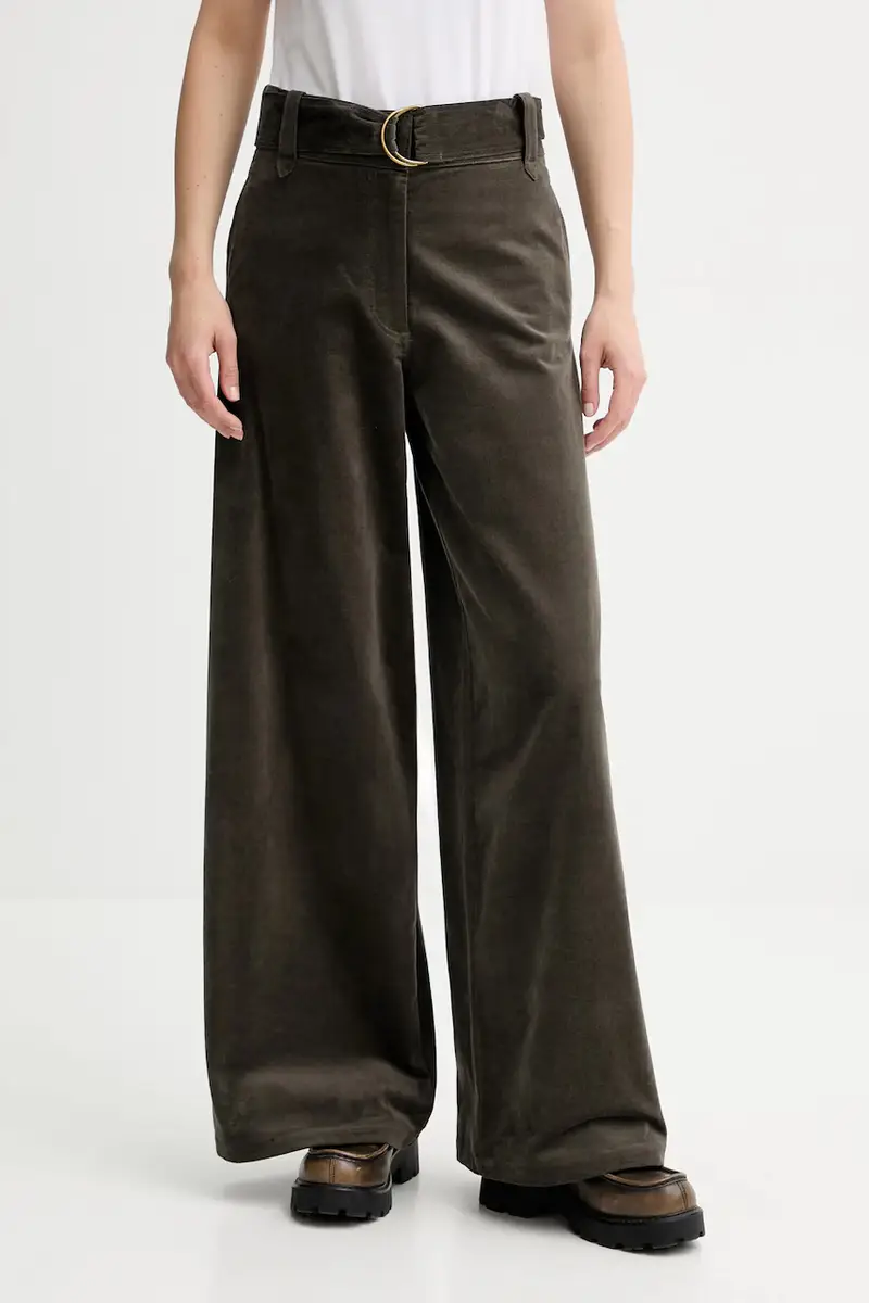 pantaloni in velluto donna colore verde 25107029