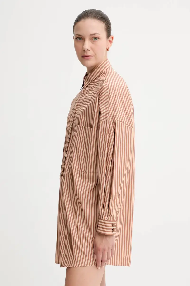 vestito in cotone colore marrone 25105013 miniatura 4