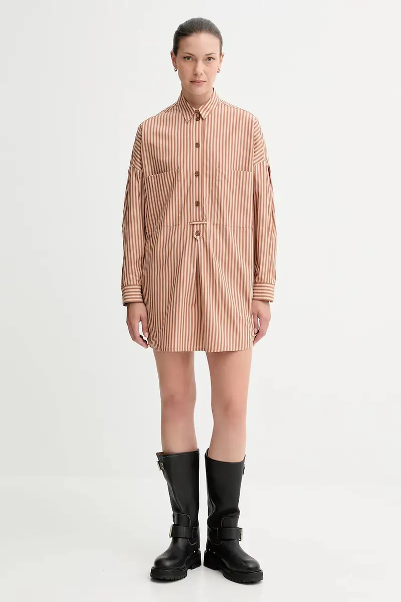 vestito in cotone colore marrone 25105013