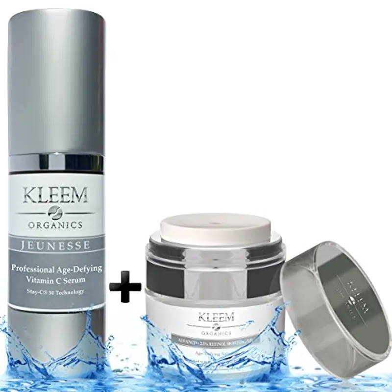 Set Anti-Aging per il Viso: Siero alla Vitamina C e Crema al Retinolo – Confezione Regalo Biologica per Donna per Ridurre Rughe, Macchie Scure, Incarnato Non Uniforme e Promuovere una Pelle Giovane