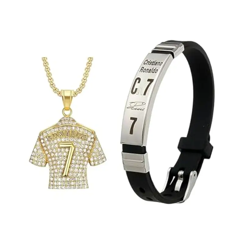 Set collana con collana e bracciale, collana da calcio, collana per ragazzi, braccialetto da calcio, collana da calcio, regalo per gli appassionati di calcio, regalo di compleanno per ragazzi
