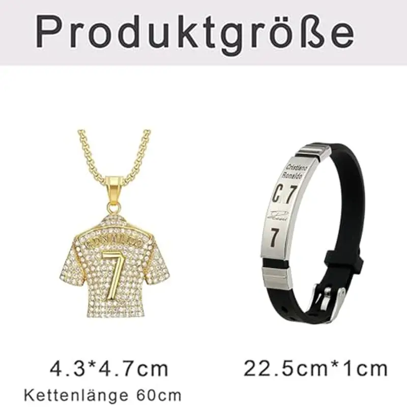 Set collana con collana e bracciale, collana da calcio, collana per ragazzi, braccialetto da calcio, collana da calcio, regalo per gli appassionati di calcio, regalo di compleanno per ragazzi miniatura 2