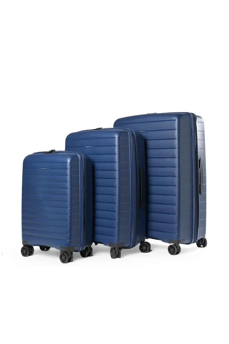 Set completo valigie 3 pezzi in policarbonato blu navy pm010