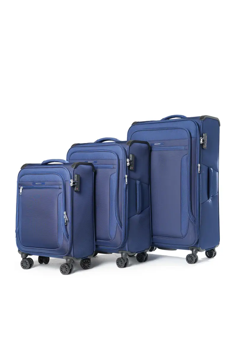 Set completo valigie 3 pezzi in tessuto blu navy pm103
