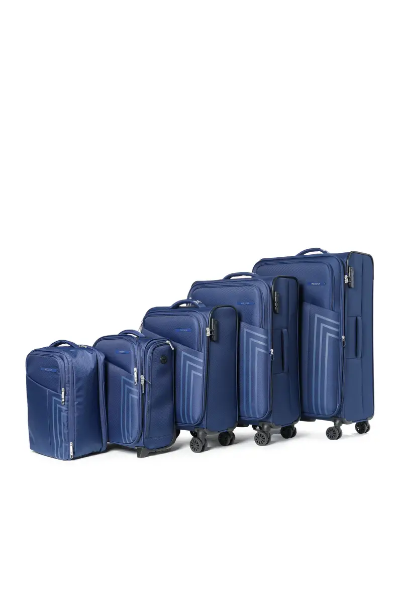 Set completo valigie 5 pezzi in tessuto blu navy pm207