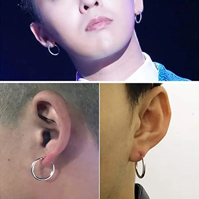 Set di 10 paia di orecchini rotondi a cerchio, per donne e uomini, ragazze, leggeri, in acciaio inox, per cartilagine, senza fine, ipoallergenici, 8-16 mm miniatura 2