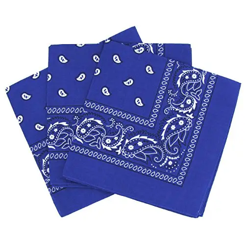 Set di 3 bandane Paisley blu reale, foulard in cotone con motivo cashmire, vendute in confezione da 3.