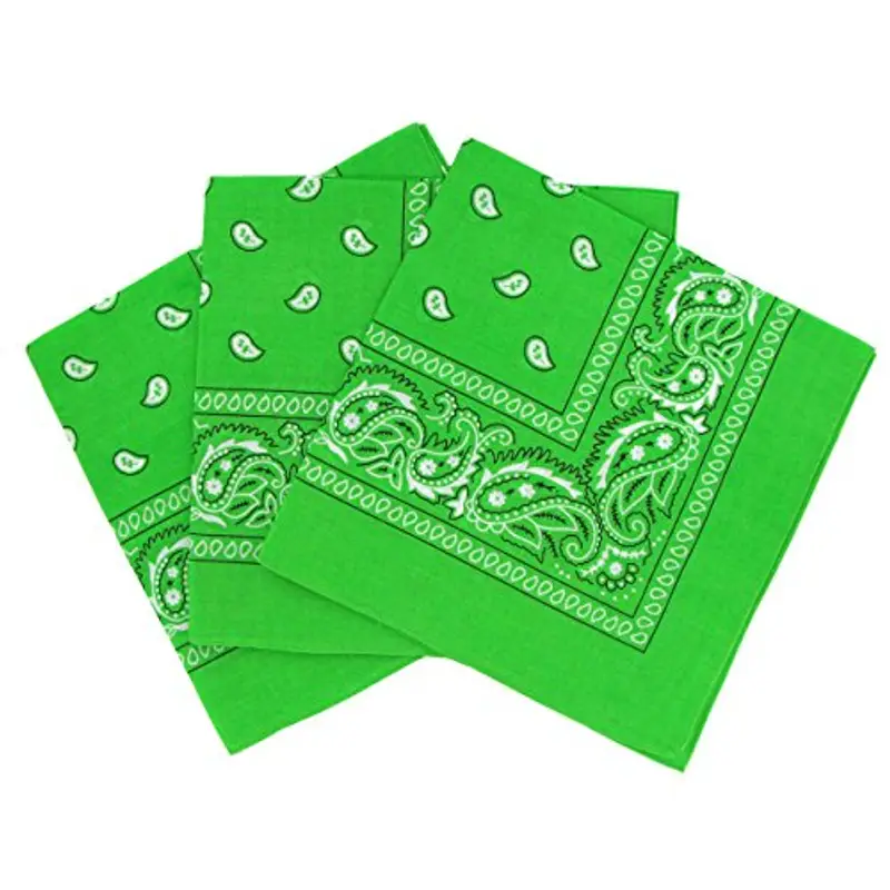 Set di 3 bandane Paisley verde chiaro, foulard in cotone con motivo cashmire, vendute in confezione da 3.