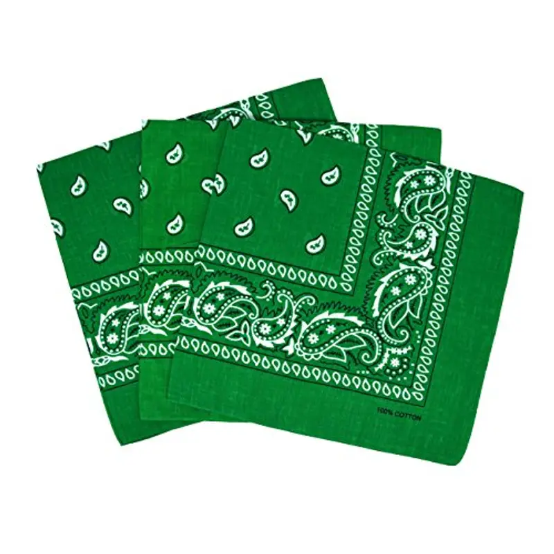 Set di 3 bandane Paisley verde scuro, foulard in cotone con motivo cashmire, vendute in confezione da 3, taglia unica.