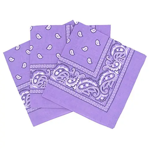 Set di 3 bandane Paisley viola, foulard in cotone con motivo cashmire, vendute in confezione da 3.
