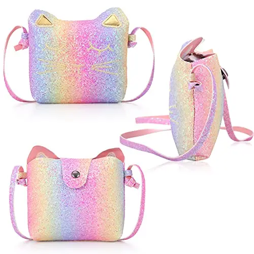 Set di 3 Borse a Tracolla di Gatti, Borse a Mano Carini con Mini Borsetta Fascia per Capelli per Ragazza Giornata dei miniatura 3