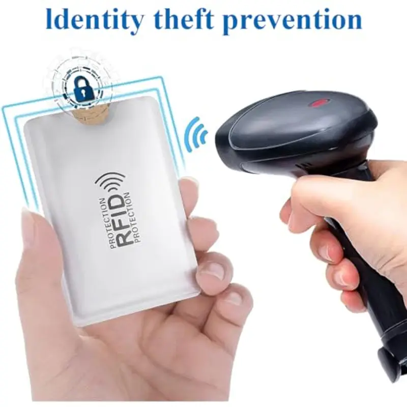 Set di 5 Custodie Blocco RFID per protezione carte di credito. Antifurto con schermatura RFID per carte contactless. Porta bancomat schermato e sicuro grazie alla protezione anti-RFID miniatura 2