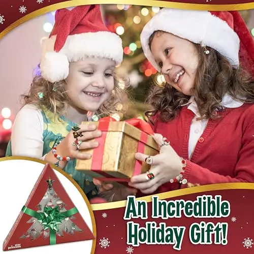 Set di gioielli per calze di Natale per bambini, set di gioielli per travestimento per le vacanze, anelli, bracciali, miniatura 3