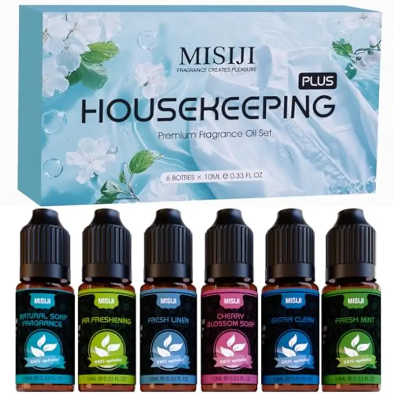 Set di oli essenziali per diffusore, fragranza di sapone naturale, sapone ai fiori di ciliegio, menta fresca,lino