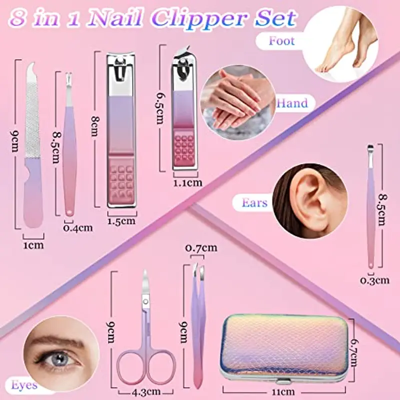 Set manicure da viaggio, kit per manicure, Tagliaunghie Set professionale per la cura delle unghie da donne?Manicure miniatura 3