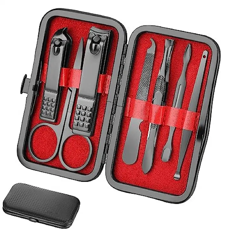 Set manicure da viaggio, kit per manicure, Tagliaunghie Set professionale per la cura delle unghie da uomo,Manicure