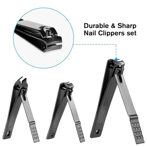 Set per manicure da uomo, 18 pezzi set per la cura delle unghie, pedicure, set di tagliaunghie in acciaio inox miniatura 2