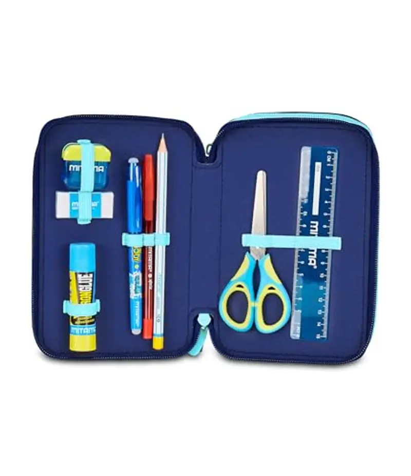 Seven Astuccio Lilo & Stitch Scuola 3 Zip, Celeste e Rosa, Portapenne Triplo Scomparto Completo Di Penne, Matite, Colori, Scuole Elementari, Bambina miniatura 3