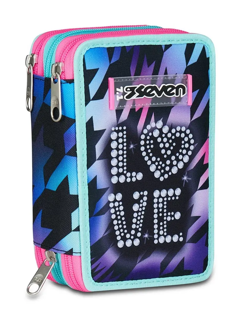 Astuccio scuola Seven 3 zip Glow Love
