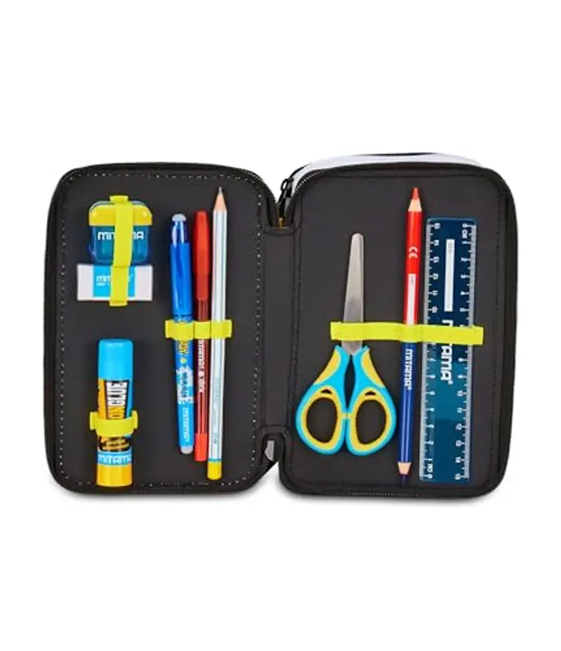 Seven Juventus Astuccio Scuola 3 Zip, Nero, Portapenne Triplo Scomparto Completo Di Penne, Matite, Colori, Scuola Elementare, Bambino, Calcio miniatura 3