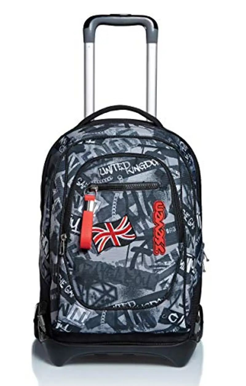 Seven Trolley New Tech, Keep Flag, Nero, 3in1 Zaino Sganciabile, Scuola & Viaggio miniatura 2