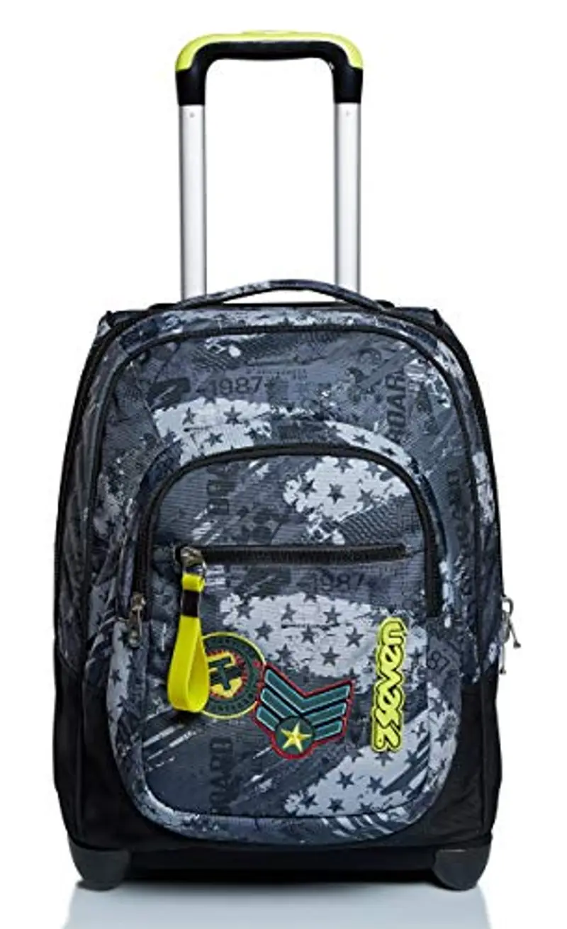 Seven Trolley Scuola, Grigio, Fly Stars, 2 in 1, Doppio Uso, Zaino con Carrello Fisso, Crossover System e Tasca con Organizer, Zaini e Trolley, Viaggio, Bambino Ragazzo miniatura 3