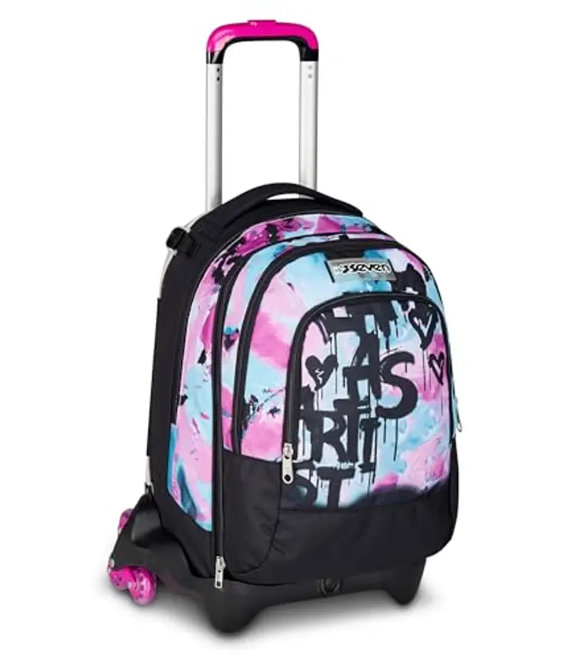 Seven Trolley Scuola Jack 3 Ruote Detach, Azzurro Fucsia, Zaino Con Carrello Sganciabile da 37 L Tasca Borraccia, Zainetto Staccabile, Multiuso e Spazioso, Scuola Elementare e Media, Zaino Bambina miniatura 3
