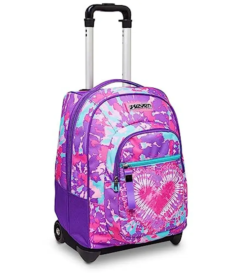 Seven Trolley Scuola, Trendy Heart Girl, Multicolore, 2 in 1 Zaino con Spallacci Uso Zaino con Cross-Over System, Scuola e Viaggio, Bambine e Ragazze