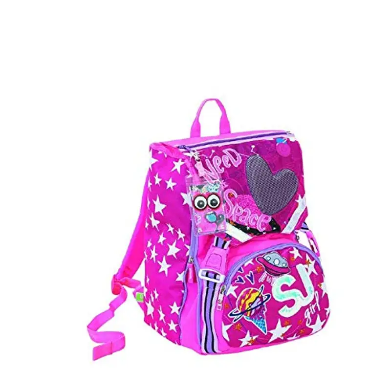 Seven Zaino Estensibile Scuola Big - Ledtech Girl - Sj Gang - Bambina - Scuole Elementari E Medie, Zaino Unisex - Bambini e ragazzi, Rosa (Fuxia), Taglia unica